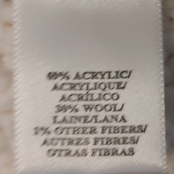 Ann Taylor Elegant Cream Textured Women's Sweater Large Zip Front Metallics - Picture 11 of 11